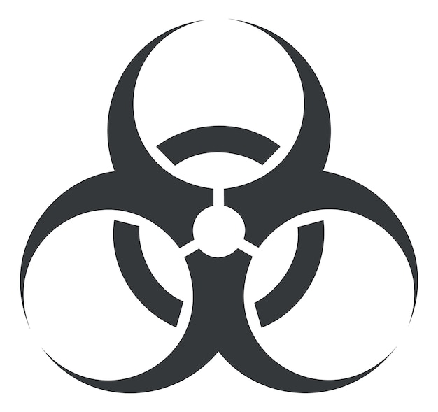 Biohazard-symbool toxine- of virusbedreiging zwarte lijnteken