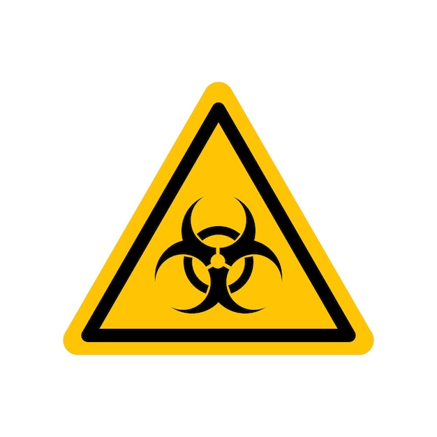 Biologisch gevaarteken zwart gevaarpictogram op geel driehoeksymbool vector illustratie van biohazard