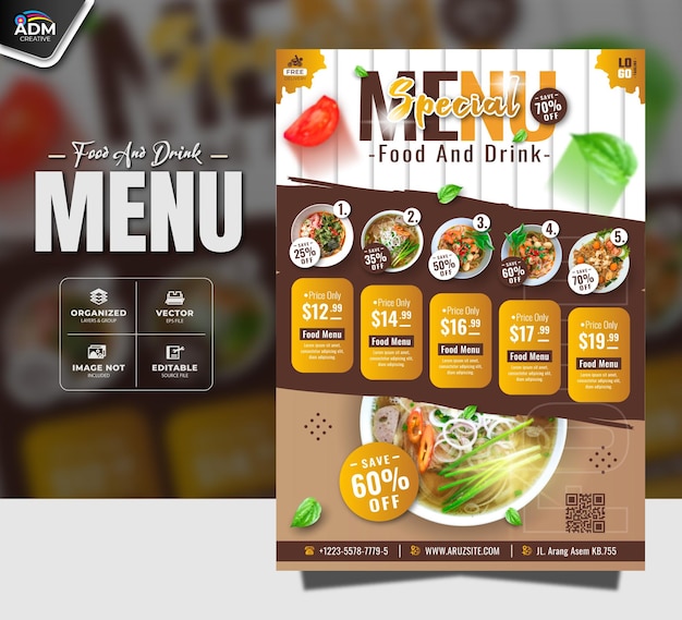 Biologisch ontwerp restaurant menu sjabloon modern concept