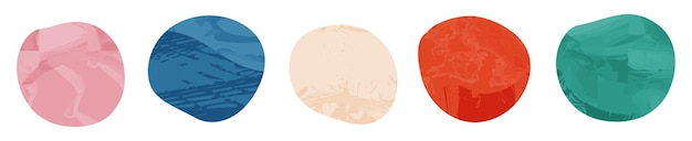Biologische amoebe blob vorm abstracte kleurrijke vectorillustratie met grunge textuur geïsoleerd op een witte achtergrond set van onregelmatige ronde vlek vorm grafisch element verzameling van unieke kiezelsteen
