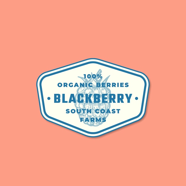 Biologische blackberry abstract vector teken symbool of logo sjabloon black berry schets sillhouette met klassieke retro typografie in een frame vintage label embleem of badge