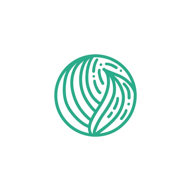 Biologische plant groene bladeren logo Ronde bio embleem in een cirkel lineaire stijl Vector abstracte badge