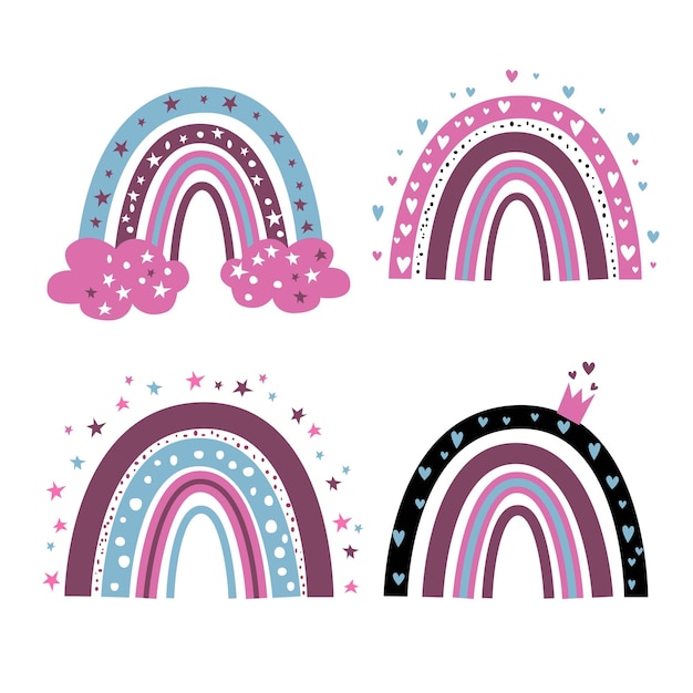 Biologische Rainbow Rainbow Clip Art Boho elementen collectie