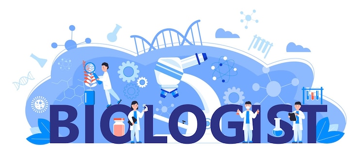 Vector 생물 학자 온라인 학습 개념 생물 기술 생명 공학 과학 벡터 r
