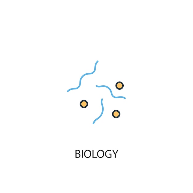 생물학 개념 2 컬러 라인 아이콘 간단한 노란색과 파란색 요소 그림 생물학 개념 개요 기호 디자인