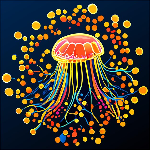 Vector bioluminescent beauty underwater jellyfish dreams