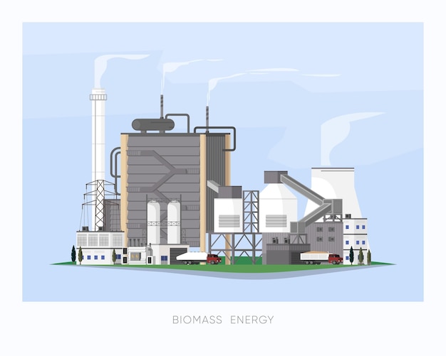 La centrale elettrica a biomassa a biomassa fornisce elettricità alla fabbrica e alla città