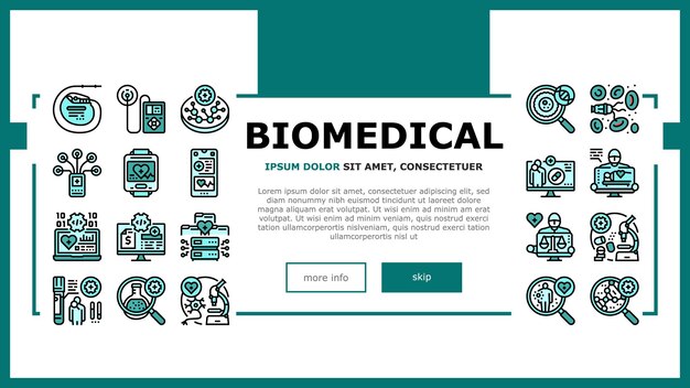 Scienza medica biomedica atterraggio pagina web tecnologia vettoriale ricerca medicina laboratorio biotecnologia scienziato laboratorio biologia test scienza medica biomedica illustrazione