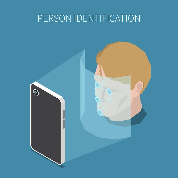 Biometric authentication isometric illustration