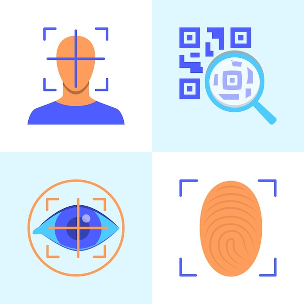 Biometric scan icon set