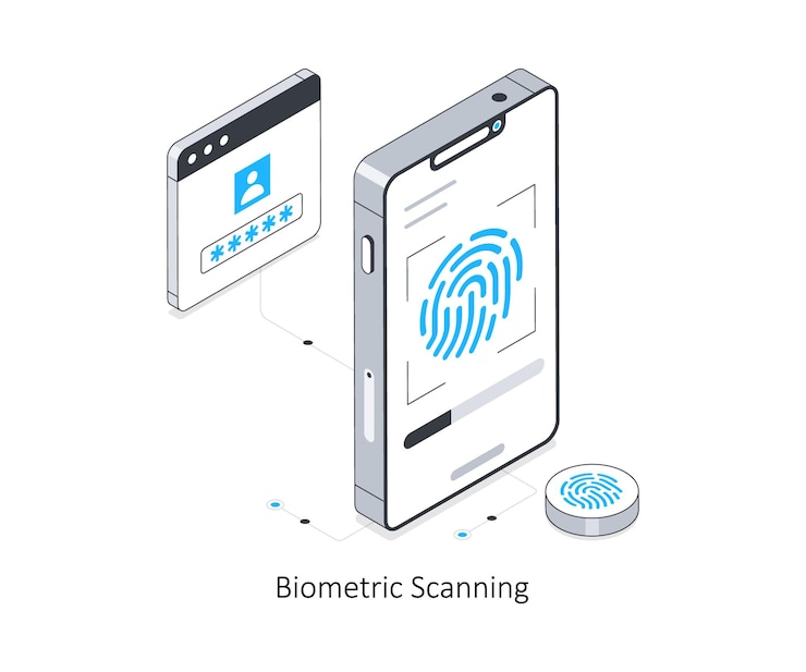 Vector biometric scanning isometric stock illustration eps file stock illustration
