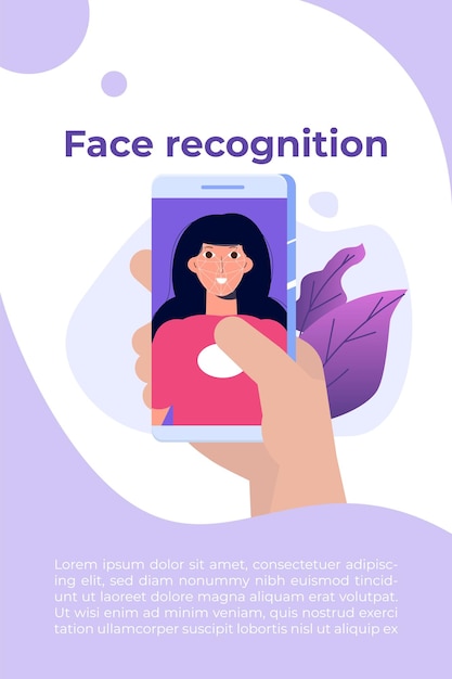 Biometric security identification, face recognition system concept. vector illustration.