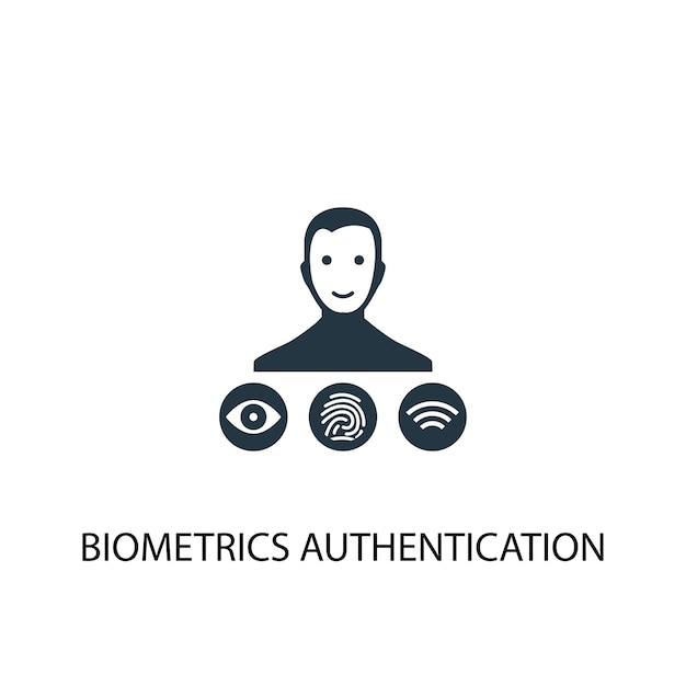 Icona di autenticazione biometrica. illustrazione semplice dell'elemento. disegno di simbolo di concetto di autenticazione biometrica. può essere utilizzato per web e mobile.