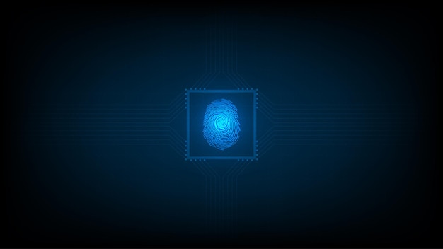Biometrics hi-tech technology with fingerprint scanning background. Business Security Concept. vector illustration.
