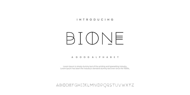 BIONE Abstract minimal modern alphabet fonts Typography technology vector illustration