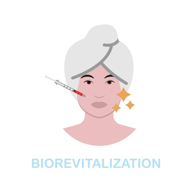 Biorevitalisatie plat pictogram Gekleurd element teken uit cosmetologie collectie Flat Biorevitalisatie pictogram teken voor webdesign infographics en meer