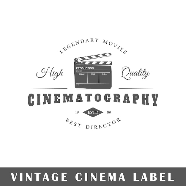 Bioscoop label geïsoleerd op een witte achtergrond. element. Sjabloon voor logo, bewegwijzering, huisstijl.