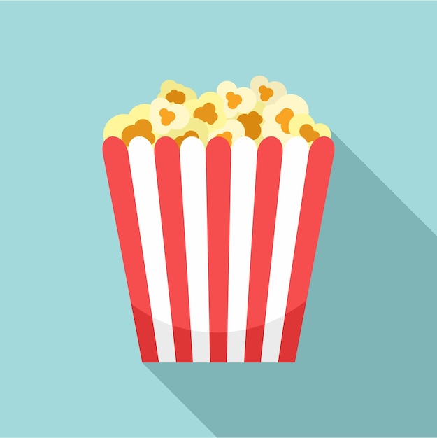 Bioscoop popcorn vak pictogram Vlakke afbeelding van bioscoop popcorn vak vector pictogram voor webdesign