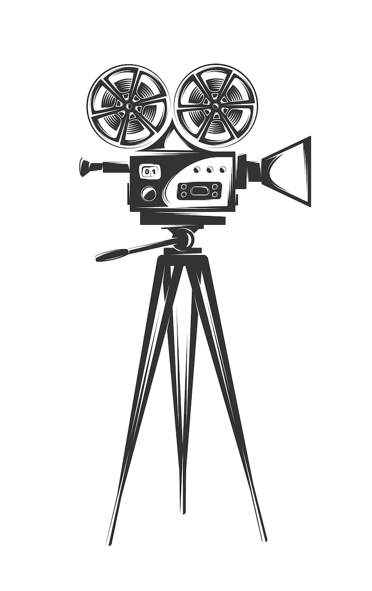 Vector bioscoopcamera geïsoleerd op een witte achtergrond ontwerpelementen vectorillustratie