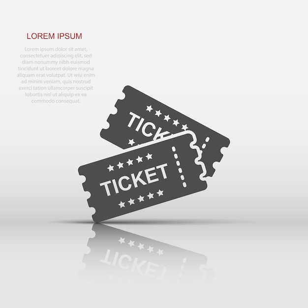 Bioscoopkaartje pictogram in platte stijl Toegeven één coupon ingang vector illustratie op witte geïsoleerde achtergrond Ticket bedrijfsconcept
