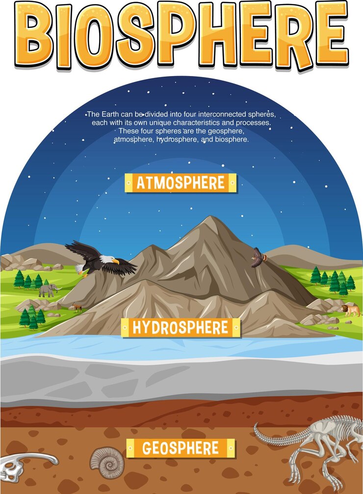 Vector biosphere ecology infographic for learning
