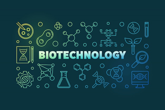 Biotechnolgy vector colorful outline banner