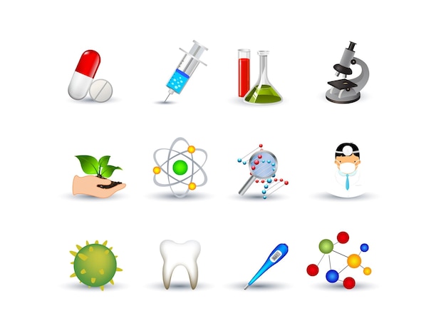 Biotechnologie geneeskunde icon set