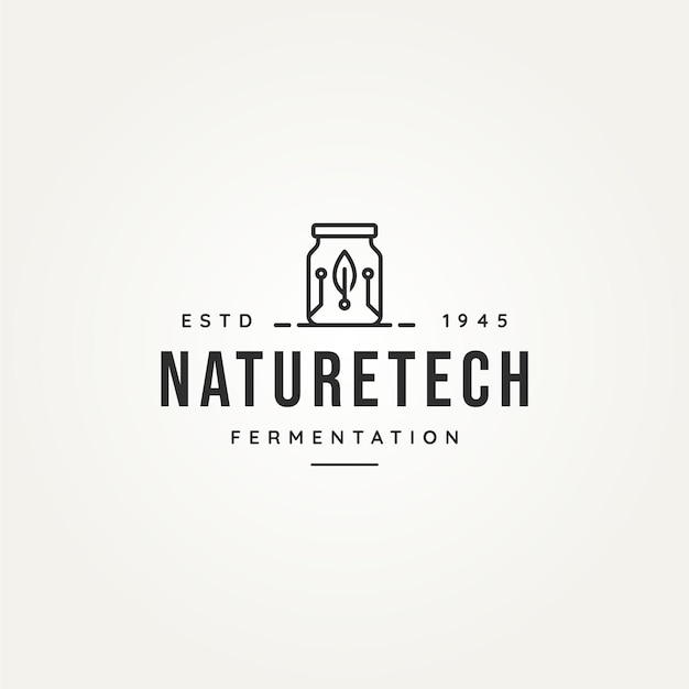 Biotechnology fermentation vintage line art logo template vector illustration design