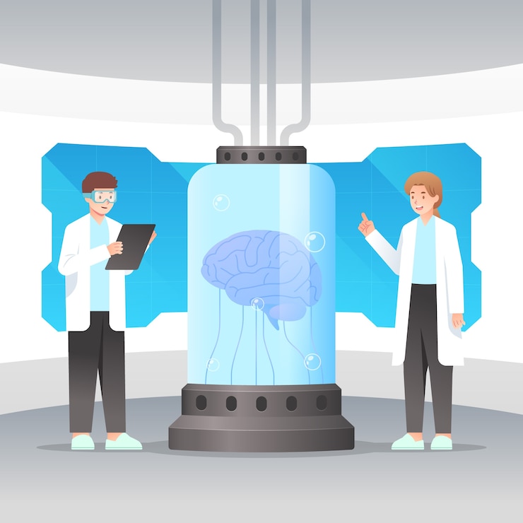 Vector biotechnology illustration in flat design