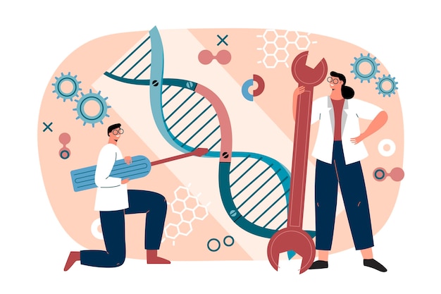 Vector biotechnology illustration with dna