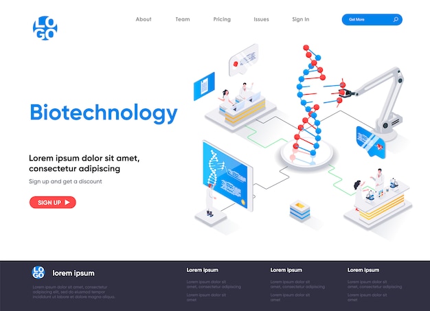 Biotechnology isometric landing page template