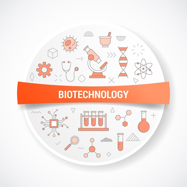 Biotecnologia con il concetto di icona con forma rotonda o circolare