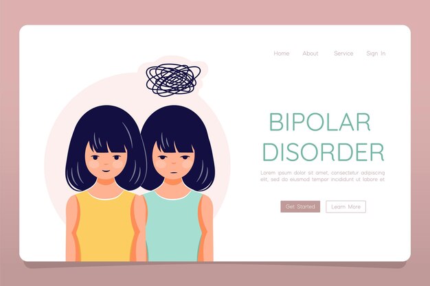 Концепция биполярного расстройства психическая болезнь депрессия веб-шаблон баннера