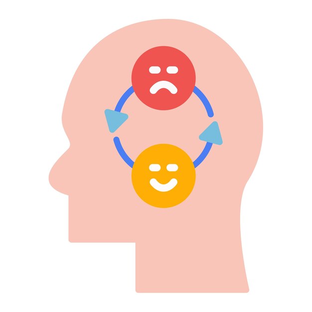 Bipolar emotion flat illustration