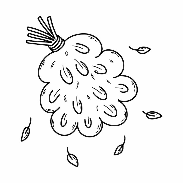 Birch broom for bath Vector doodle illustration