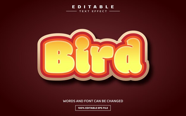 Bird 3D editable text effect template