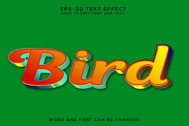 Vector bird 3d text