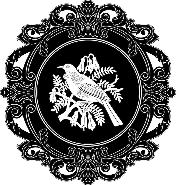 Вектор Рамка с птицами и цветами ручной работы силуэт модель 12 логотип