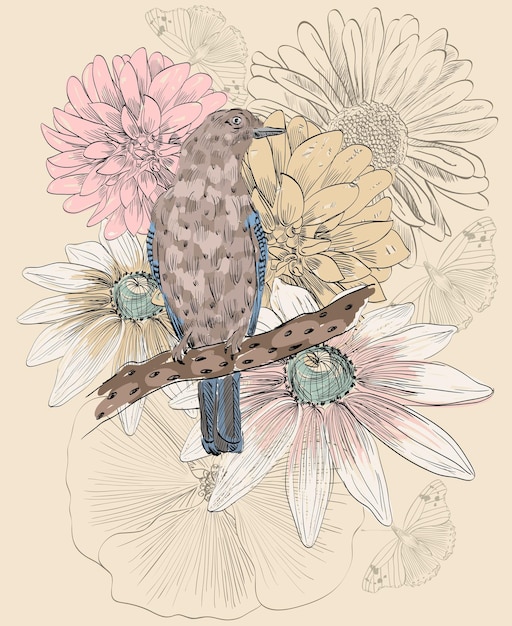 鳥と花