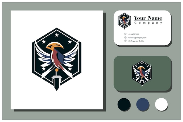 Вектор Концепция логотипа птицы и меча