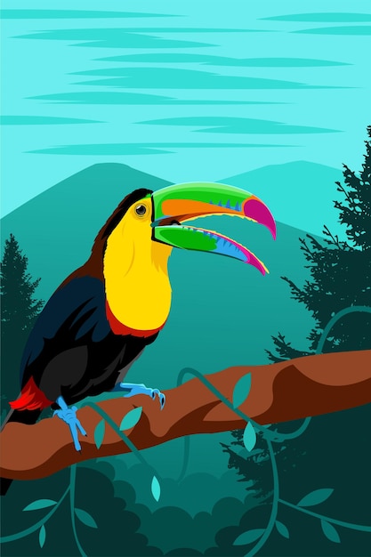 bird animal forest vector illustration