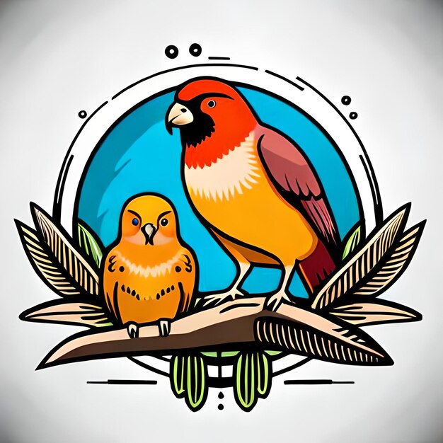 A bird and a bird are sitting on a branch.