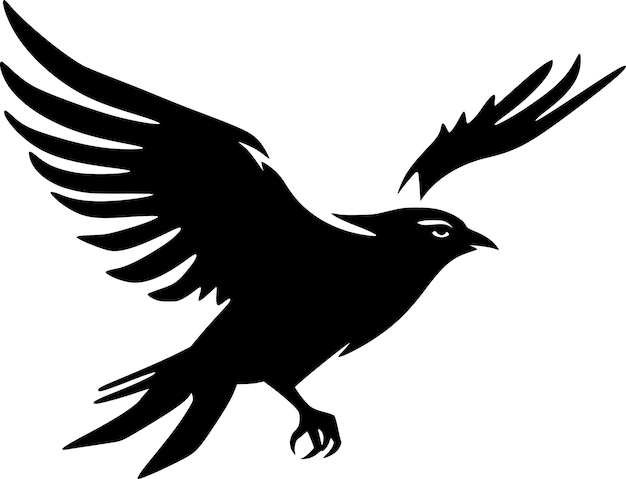 Bird Black and White Isolated Icon Vector illustration