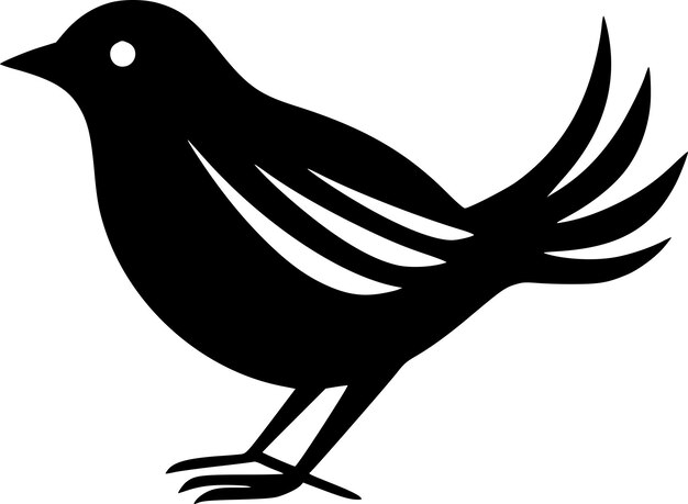 Bird Black and White Vector illustration