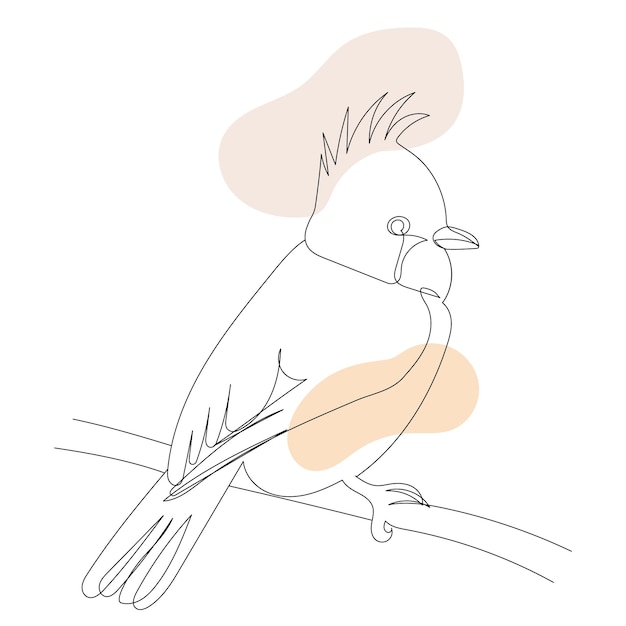 Bird on a branch one continuous line drawing isolated vector