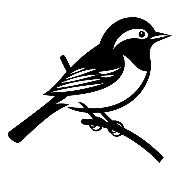 Bird on a branch Vector illustration isolated on a white background