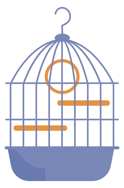 Vector bird cage color icon winged flying pet container isolated on white background