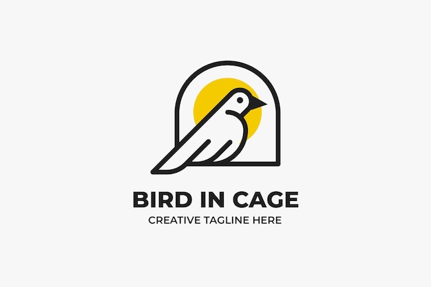 Bird in cage monoline business logo