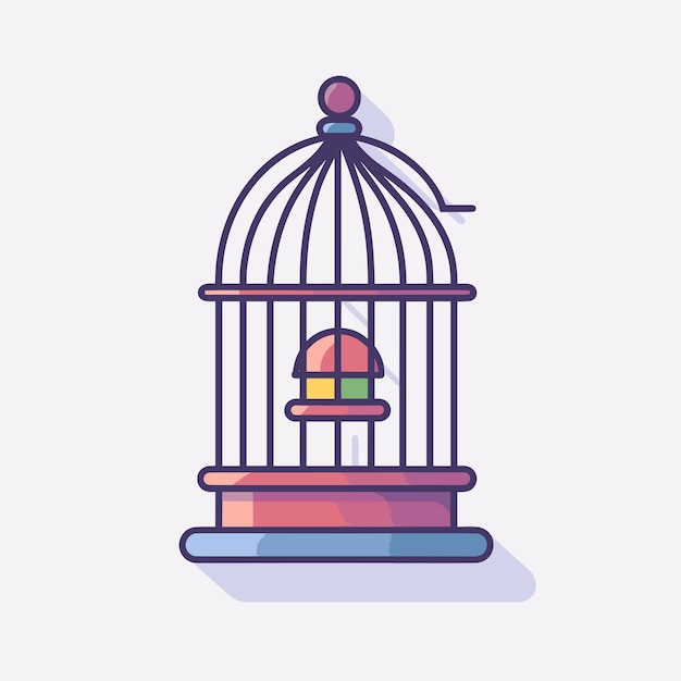 A bird cage with a red spot on the top.