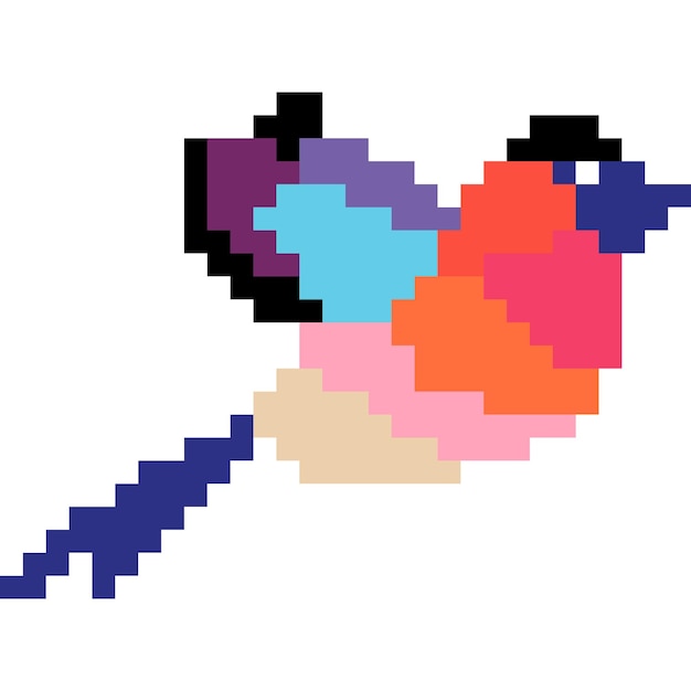 Vector bird cartoon icon in pixel style